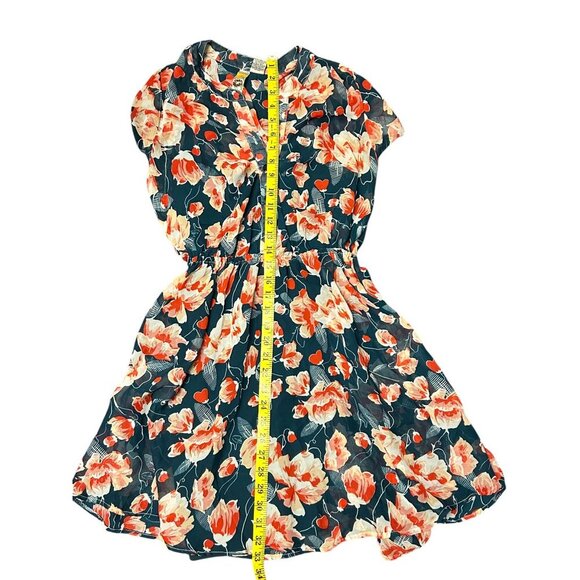 VGUC Mimi Chica Floral Mini Dress Short Sleeves Elastic Waist Vintage Look Small - Picture 5 of 14